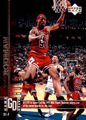 97-98 Upper Deck Game Dated Dennis Rodman Jordan shadow card trading card