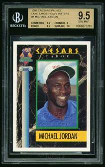 BGS 9.5 scans of the Michael Jordan 1991 Caesars Palace Lake Tahoe Heavy Hitters contributed by David Hensley