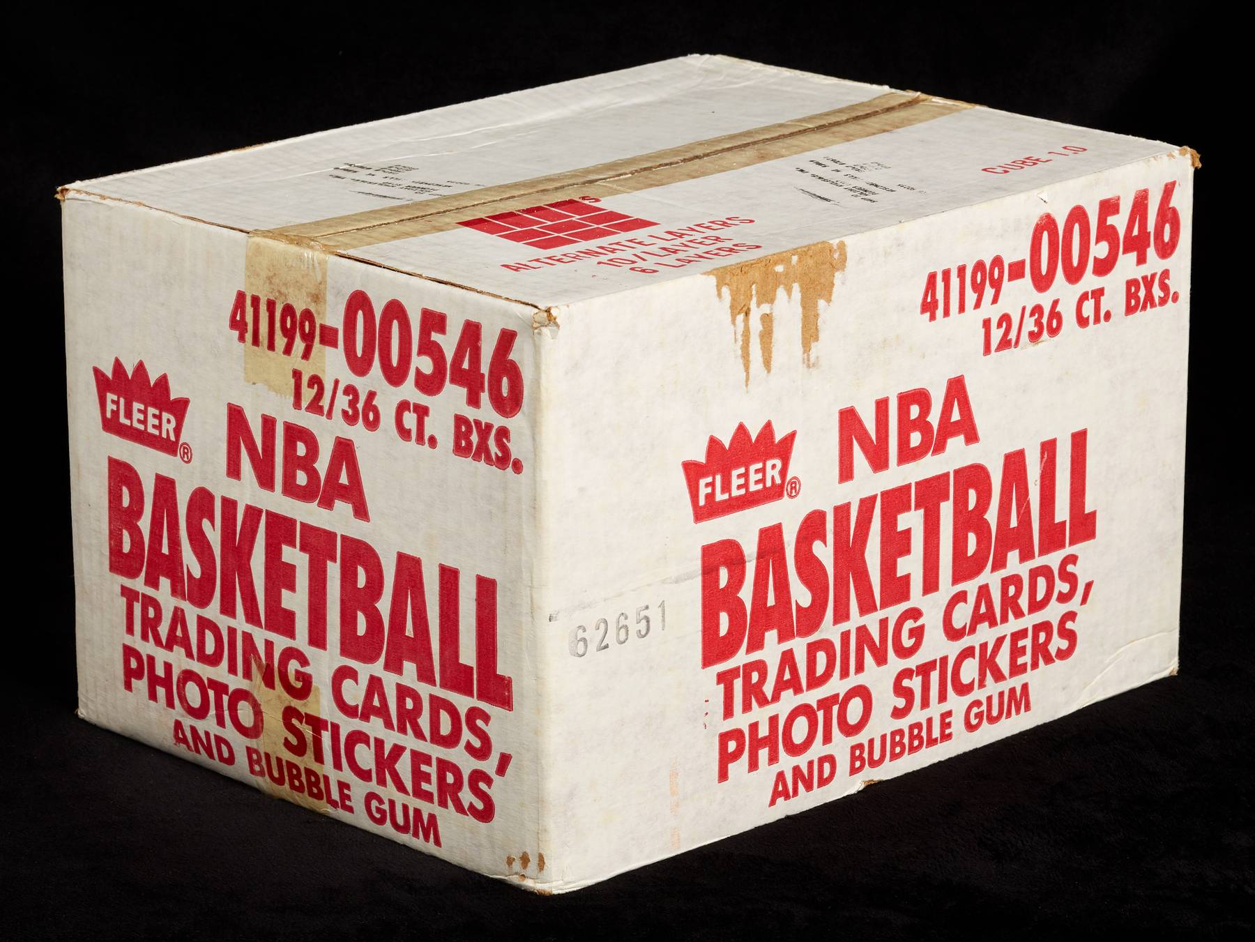 Case of 12 86-87 Fleer Basketball boxes at auction