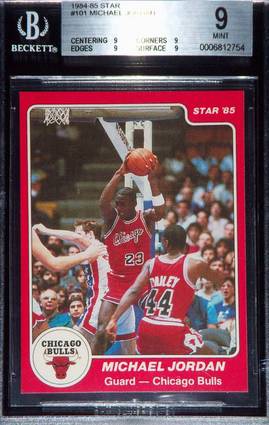 84-85 Michael Jordan Star Co #101 BGS 9 Franco Cugge, Miami. Sold on eBay in July 2011 for $11,101