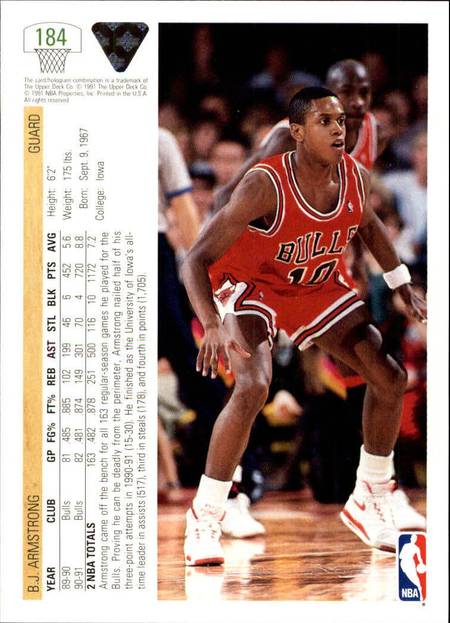 91-92 Upper Deck BJ Armstrong Jordan shadow card
