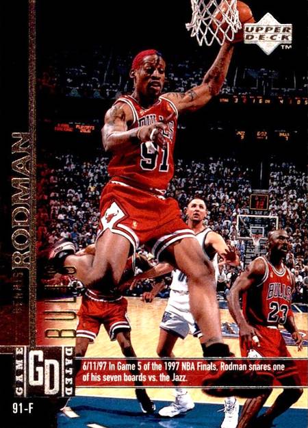 97-98 Upper Deck Game Dated Dennis Rodman Jordan shadow card