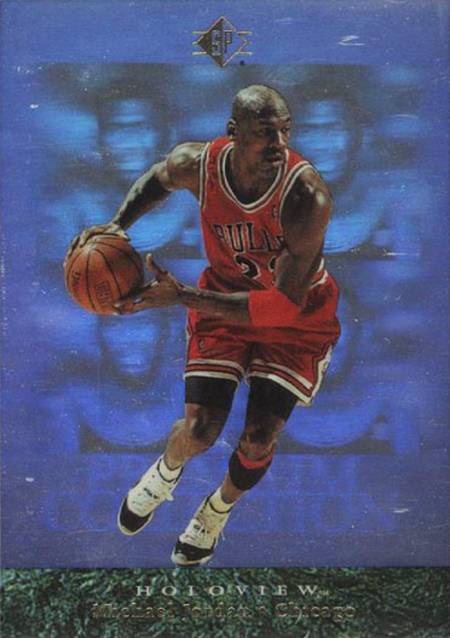 95-96 Michael Jordan Holoviews Antonio McDyess background trading card