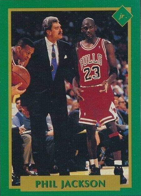 91 Tuff Stuff Jr NBA Finals Phil Jackson 21 Jordan shadow card