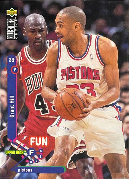 95-96 Collector's Choice Grant Hill Fun Facts Jordan shadow card