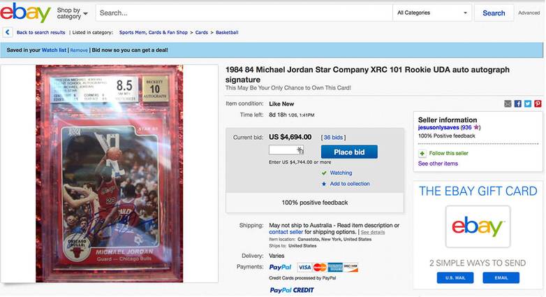 The autographed 84-85 Michael Jordan
Star XRC BGS 8.5