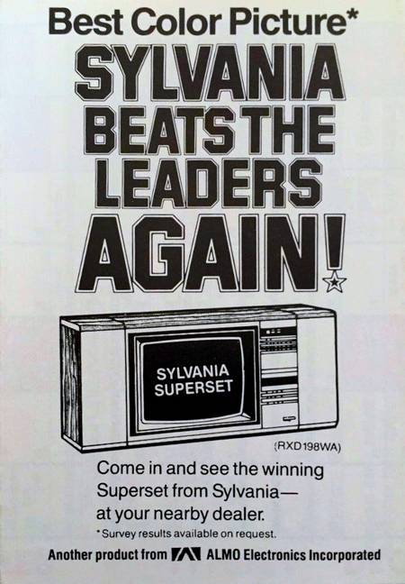 Sylvania advertiser on the 84-85 Bulls Pocket Schedule