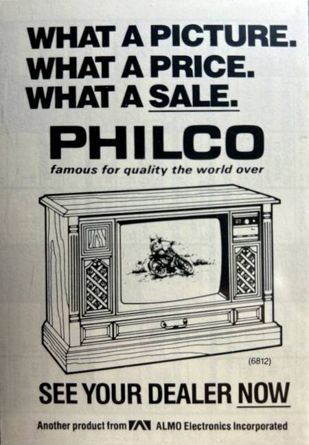 Philco advertiser on the 84-85 Bulls Pocket Schedule