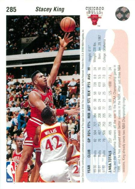 92-93 Upper Deck Stacey King Jordan shadow card