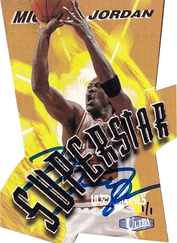 97-98 Michael Jordan Ultrabilities Superstar Buyback Auto trading card