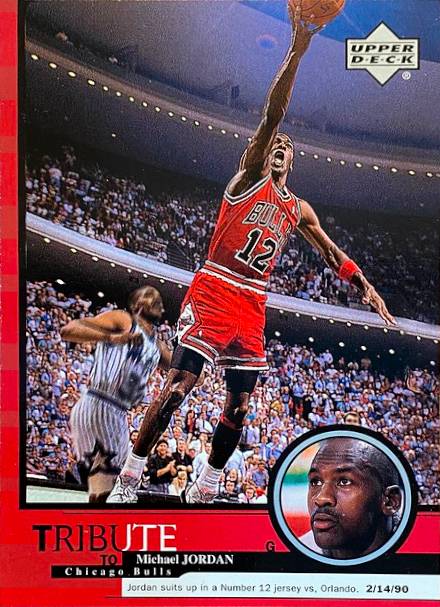 1999 Upper Deck Tribute to Jordan number 12 jersey card - Michael