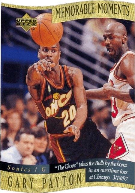 97-98 Collector's Choice Gary Payton Memorable Moments Jordan shadow card