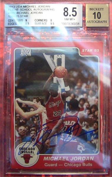 The autographed 84-85 Michael Jordan Star XRC BGS 8.5