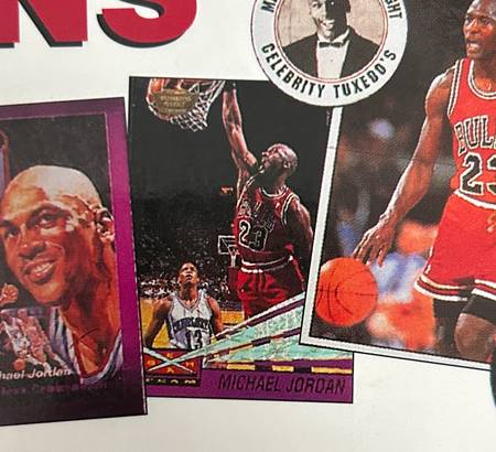 On the back of Oscar Gracia's book 'Collecting Michael Jordan Memorabilia' we can see a small image of the Beam Team Gold Stamp Jordan card
