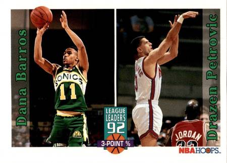 92-93 Hoops Dana Barros / Drazen Petrovic Jordan shadow card