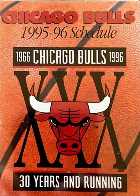 95-96 Bulls Pocket Schedule trading card