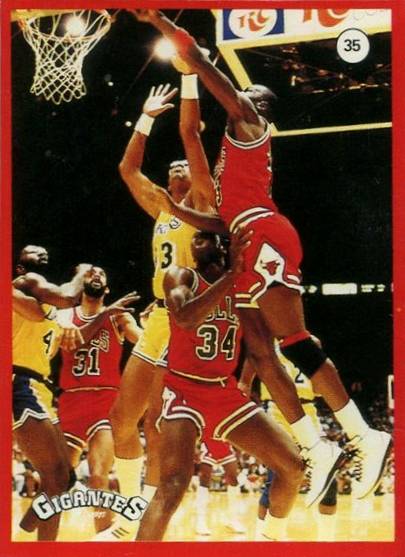 87-88 Spanish Gigantes Michael Jordan sticker #35 trading card