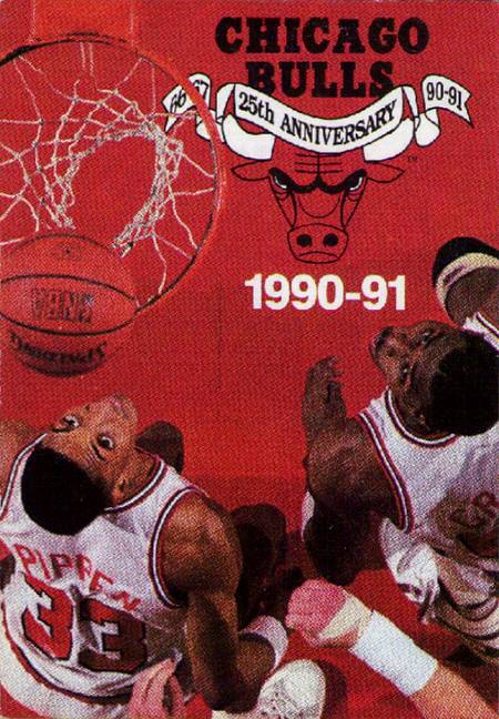 90-91 Bulls Pocket Schedule trading card