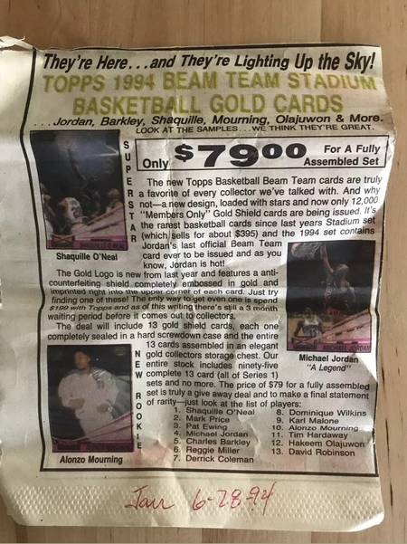 93-94 Beam Team Members Only Gold Stamp advertisement
