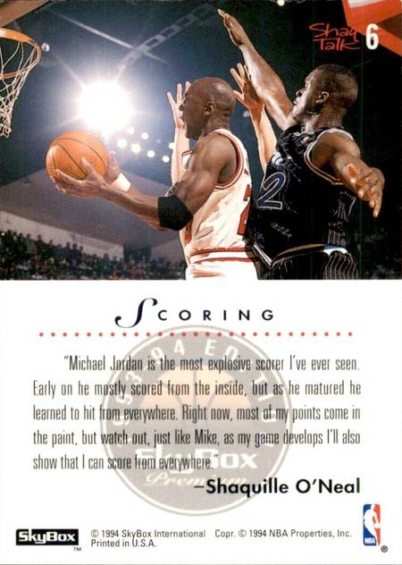 93-94 Skybox Shaq Talk #6 Jordan shadow card trading card